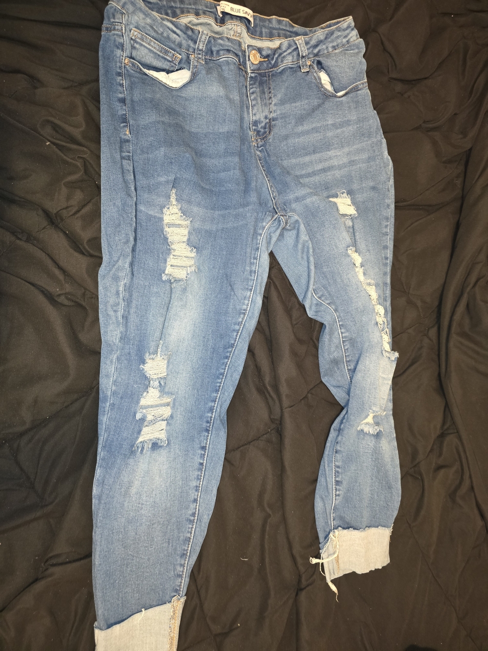 Blue Sky Light Blue Distressed Ankle Jeans